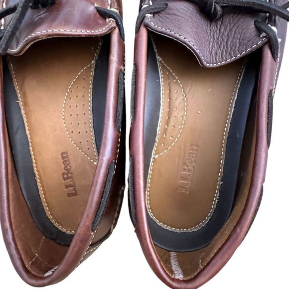 LL Bean - Leather house slip ons ~ size 7 ~ NOTE: ONE SMOOTH, ONE PEBBLED - Picture 5 of 12